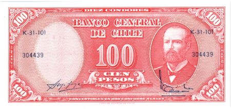 Chili 10 Centesimos/100 Pesos Arturo Prat - Série K-31-101 - 1960