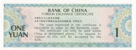 Chine 1 Yuan, Foreign Exchange Certificate - 1979 - Série CT