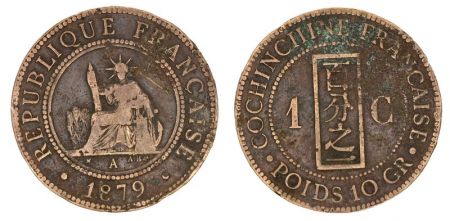 Cochinchine 1 Cent Liberté assise Cochinchine - 1879 A Paris