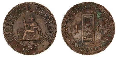 Cochinchine 1 Cent Liberté assise Cochinchine - 1879 A Paris