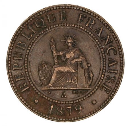 Cochinchine 1 Cent Liberté assise Cochinchine - 1879 A Paris