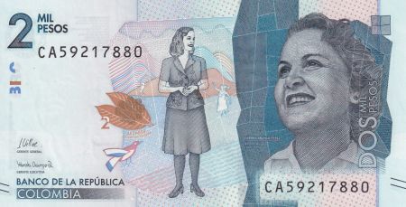 Colombie 2000 Pesos Débora Arango Perez - 2021 (2024) - Série CA