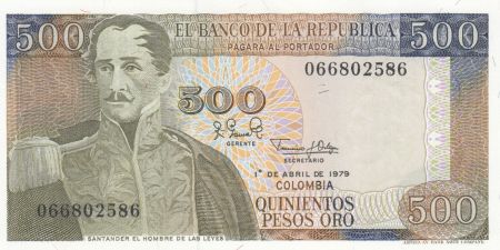 Colombie 500 Pesos oro - Gal Santander - Las Salinas - 01-04-1979 - Série 066802586