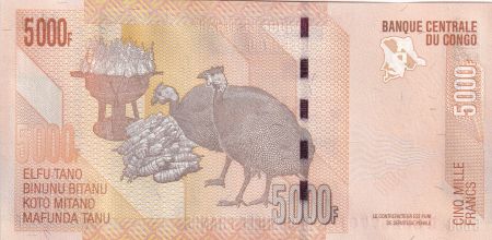 Congo (RDC) 5000 Francs - Statue - Zébres - 2020 - P.NEW