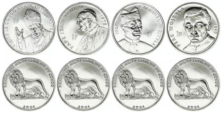Congo (RDC) Série de 4 pièces Jean Paul II - Lion 2004