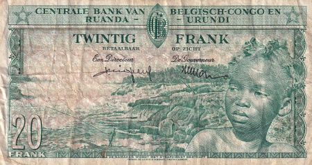 Congo Belge 20 Francs - Jeune Garçon - Barrage - 01-08-1959 - Série AS 708213