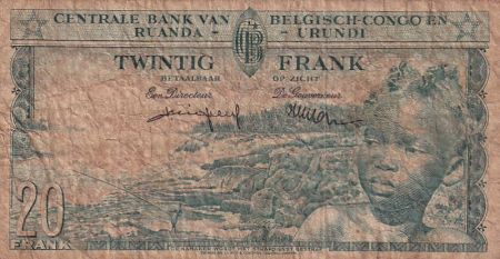 Congo Belge 20 Francs - Jeune Garçon - Barrage - 01-08-1959 - Série AU 925207