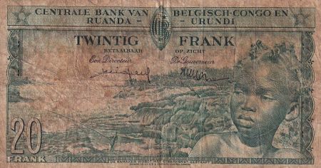 Congo Belge 20 Francs - Jeune Garçon - Barrage - 01-12-1957 - Série AG 036094