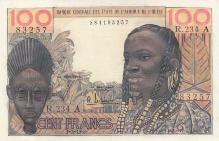 Côte d\'Ivoire 100 Francs masque 1965 - Côte d\'ivoire - Série R.234