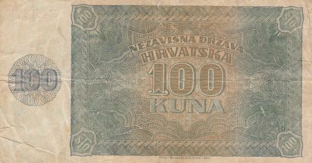 Croatie 100 Kuna 1941 - Bleu-gris, armoiries - Série G4518808