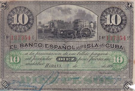 Cuba 10 Pesos - Agriculture - 1896 - TB - P.49b