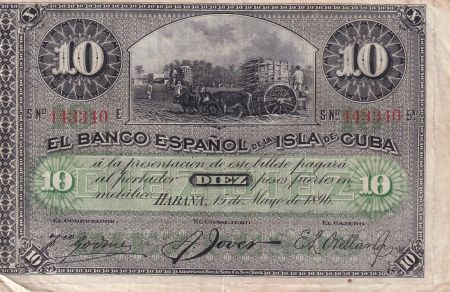 Cuba 10 Pesos - Agriculture - 1896 - TB - P.49c