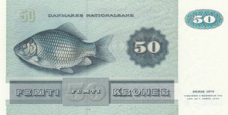 Danemark 50 Kroner, Mme Ryberg - Poisson  - 1998 - Série D5