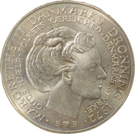 Danemark Marguerite II - 10 Kroner Argent, Accession - 1972 Copenhague