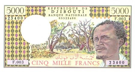 Djibouti 5000 Francs Berger, forêt - Port - 1979