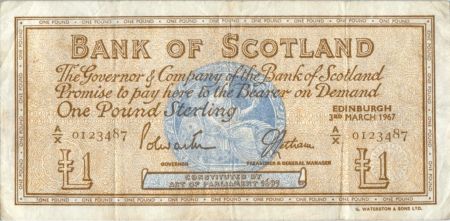 Ecosse 1 Pound - Médaillon - Bateau - 03/03/1967