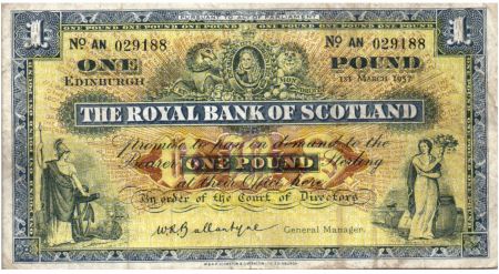 Ecosse 1 Pound 1957 - Armoiries, bâtiments - Série AN 2d