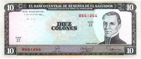 El Salvador 10 Colones Manuel Jose Arce - C. Colomb - 1980 - Série ZZ