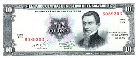 El Salvador 10 Colones Manuel Jose Arce - C. Colomb - 1983 - Série GG