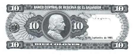 El Salvador 10 Colones Manuel Jose Arce - C. Colomb - 1983 - Série GG