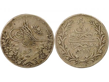 Empire Ottoman Egypte, Mehmed V - 10 Qirsh Argent - 1324 AH / RY 6 H Heaton