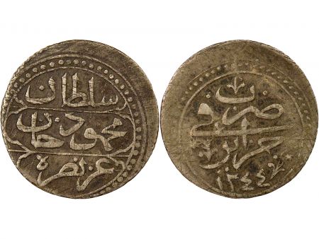 Empire Ottoman Régence d\'Alger, Mahmoud II - 1/4 Budju Argent - 1244 AH Alger