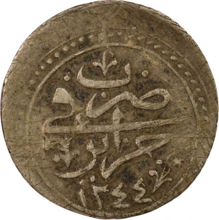 Empire Ottoman Régence d\'Alger, Mahmoud II - 1/4 Budju Argent - 1244 AH Alger