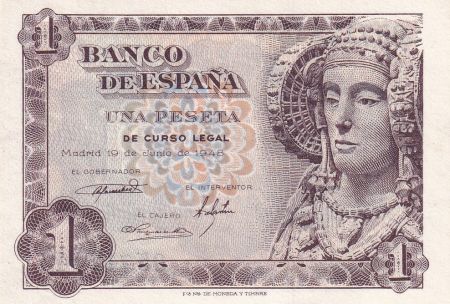 Espagne 1 Peseta - Femme de Elche - 1948 - Sans Série - P.135