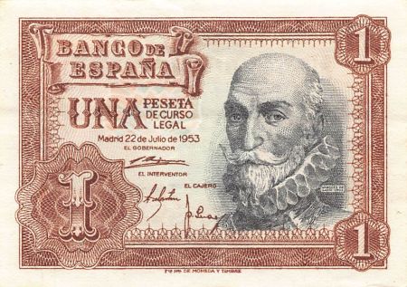 Espagne 1 Peseta - Marqués de Santa Cruz - 1953