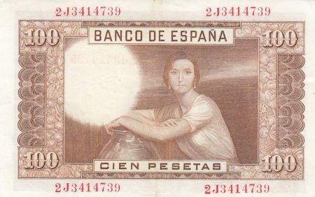 Espagne 100 Pesetas - J.R. de Torres - 07-04-1953 - Série 2J