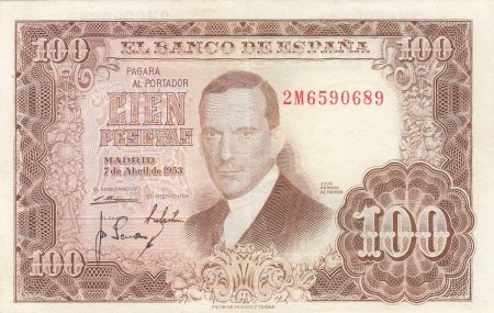 Espagne 100 Pesetas - J.R. de Torres - 07-04-1953 - Série 2M