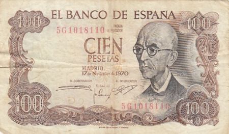 Espagne 100 Pesetas - Manuel de Falla - 1970 - Série 5G