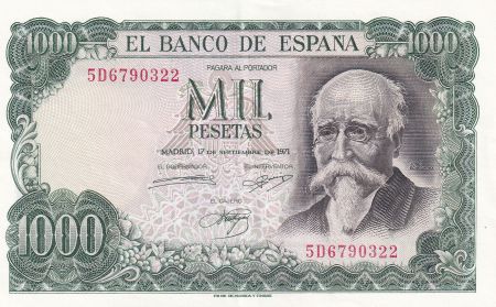 Espagne 1000 Pesetas - José Echegaray - Madrid - 1971 - Série 5D