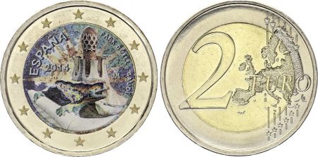 Espagne 2 Euros - Parc Güell - Colorisée - 2014