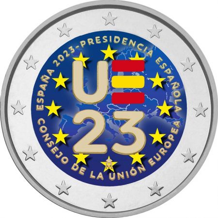 Espagne 2 Euros Commémo. Couleur 2023 - Présidence de l\'U.E.