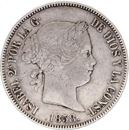 Espagne 20 Reales Isabelle II - Armoiries 1858 Madrid