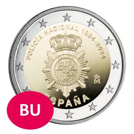 Espagne 200 ans de la Police Nationale  - 2 Euros BU Commémo. 2024 (issu coffret)