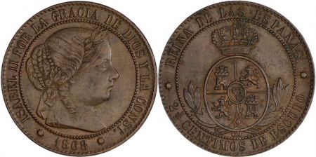 Espagne 2.5 Centimos Isabelle II - 1868 OM