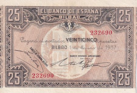 Espagne 25 Pesetas - Bilbao - 1937 - P.S563