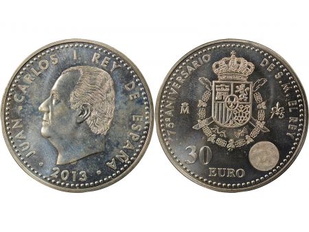 Espagne 30 Euros Argent, 75e Anniversaire Juan Carlos - 2013 Madrid