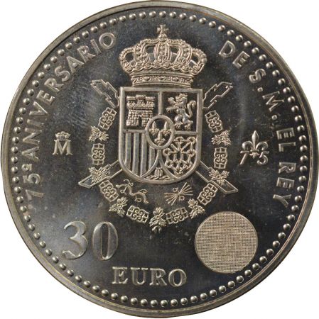 Espagne 30 Euros Argent, 75e Anniversaire Juan Carlos - 2013 Madrid