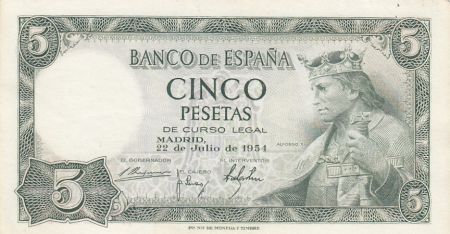 Espagne 5 Pesetas - Alfonse X - Musée Madrid - 1954