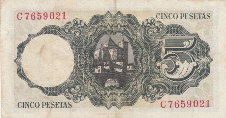 Espagne 5 Pesetas - Jaime Balmes - Cathédrale de Vic - 1951