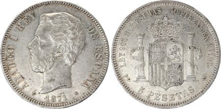 Espagne 5 Pesetas Amadeo 1er - Armoiries - 1871 (75)