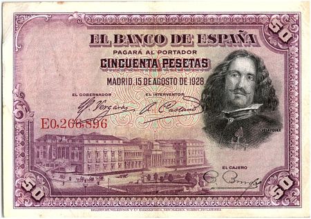 Espagne 50 Pesetas  - D. Vélasquez - 1928 - Série E - TTB - P.75