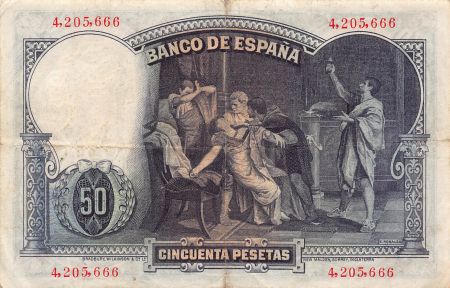 Espagne 50 Pesetas - Eduardo Rosales - 1931