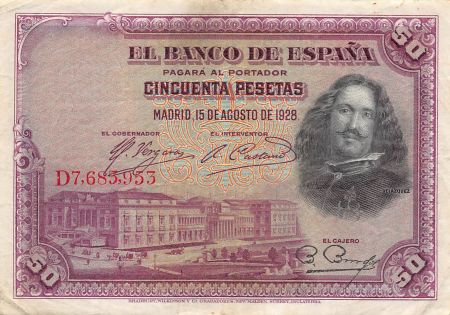 Espagne 50 Pesetas - Velasquez - 1928