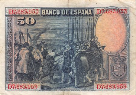 Espagne 50 Pesetas - Velasquez - 1928