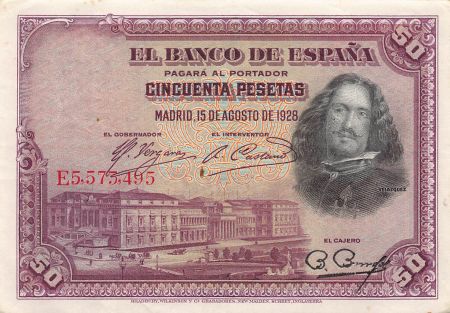 Espagne 50 Pesetas -Velasquez - 1928