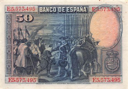 Espagne 50 Pesetas -Velasquez - 1928